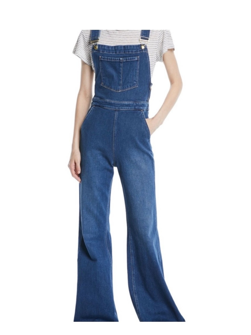 Nasty Gal Blue Denim Wide-Leg Overalls size 10 excellent condition